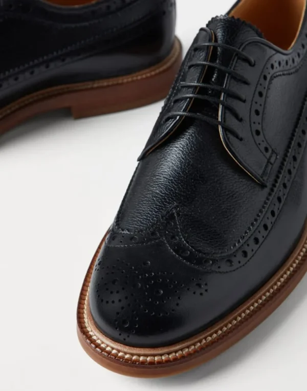 Texture calfskin full brogue Derbys