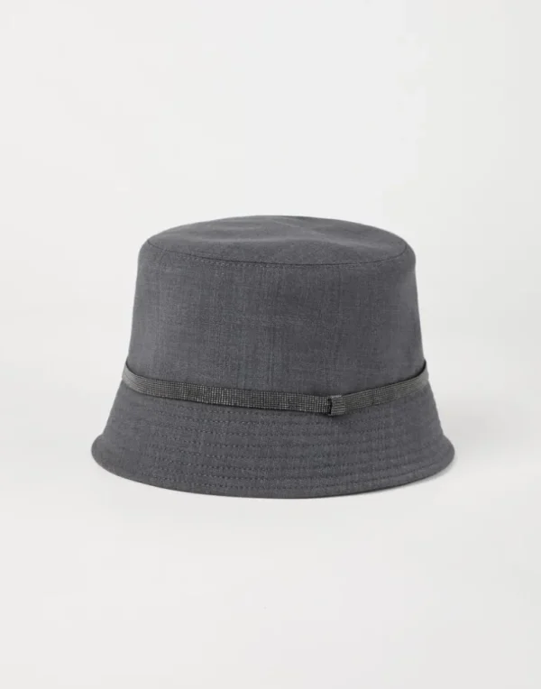 Tropical luxury wool bucket hat with shiny band