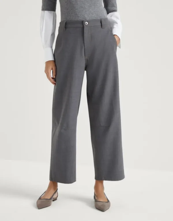 Tropical luxury wool soft curved trousers