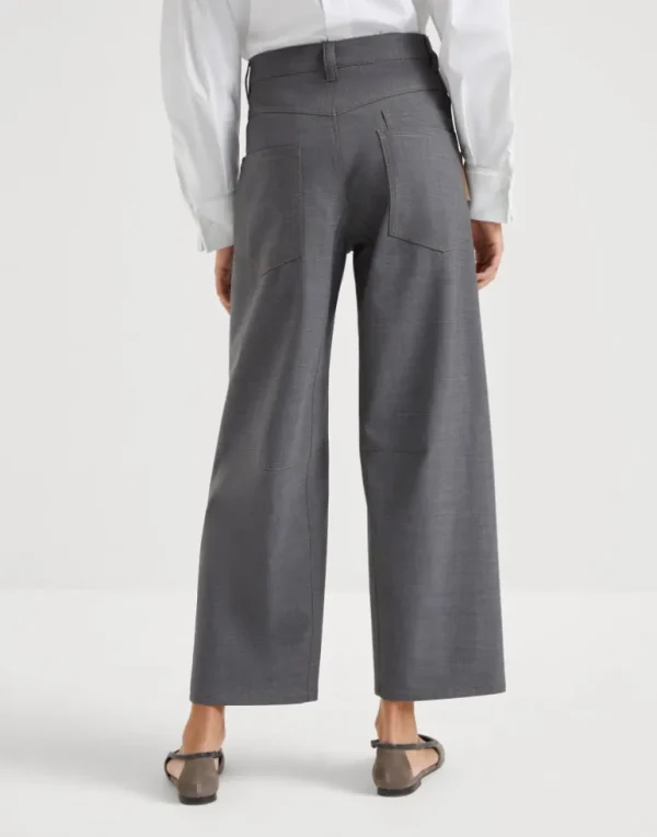 Tropical luxury wool soft curved trousers