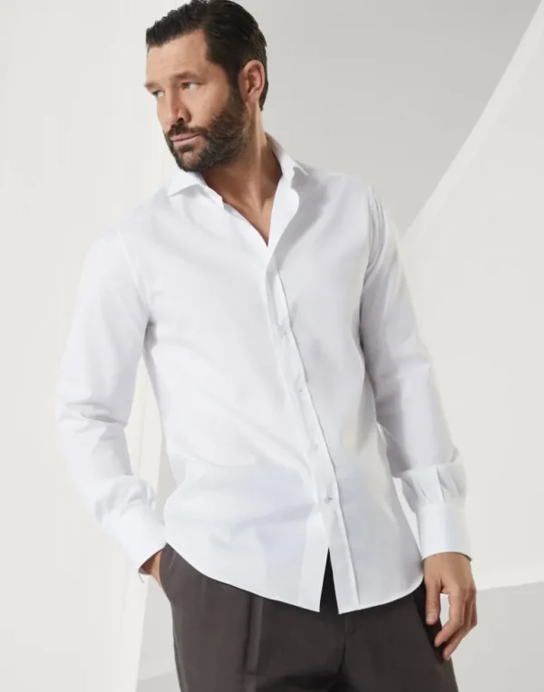 Twill basic fit shirt with spread collar