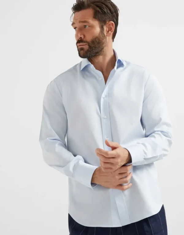 Twill basic fit shirt with spread collar