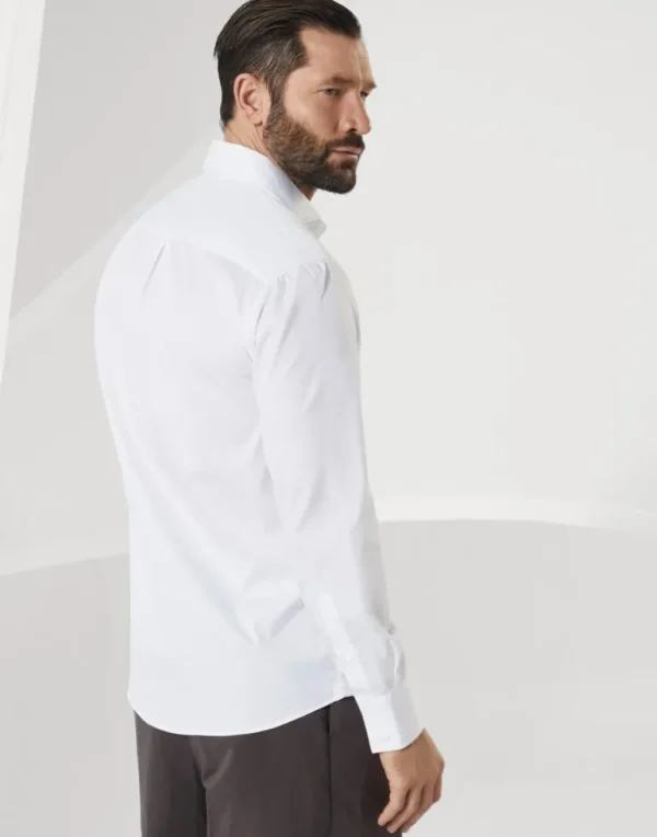 Twill basic fit shirt with spread collar