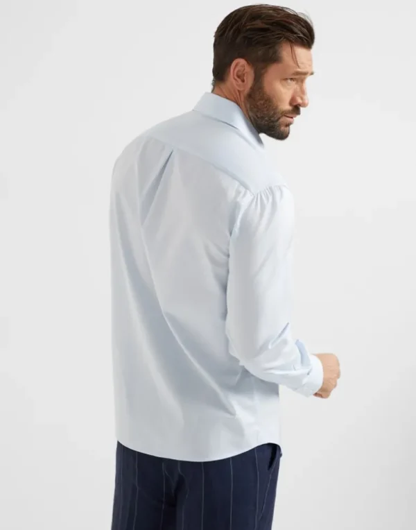 Twill basic fit shirt with spread collar