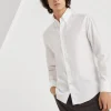 Twill slim fit shirt with button-down collar