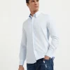 Twill slim fit shirt with button-down collar