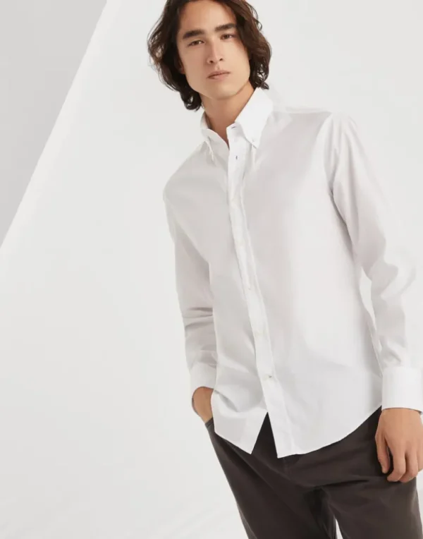 Twill slim fit shirt with button-down collar