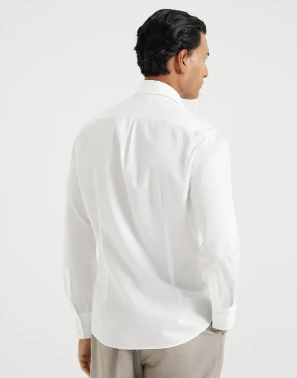 Twill slim fit shirt with spread collar