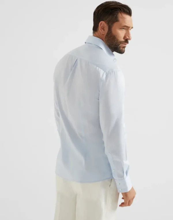 Twill slim fit shirt with spread collar