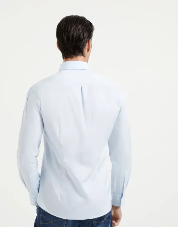 Twill slim fit shirt with button-down collar