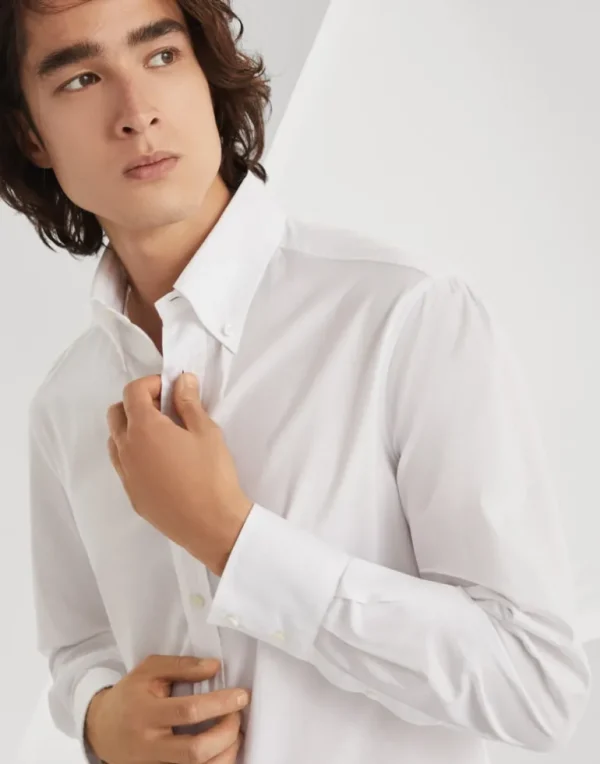 Twill slim fit shirt with button-down collar