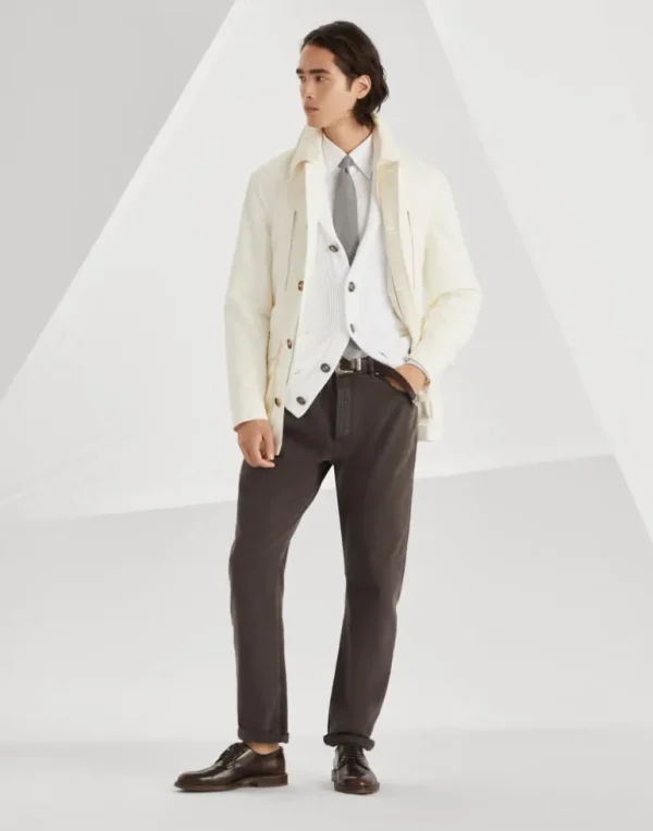 Twill slim fit shirt with button-down collar