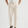 Twisted linen leisure fit trousers with pleat