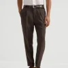 Twisted linen leisure fit trousers with pleat