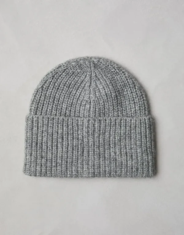 Virgin wool, alpaca and cashmere rib knit beanie