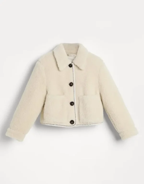 Virgin wool and cashmere fleecy outerwear jacket with Thermore® padding and monili