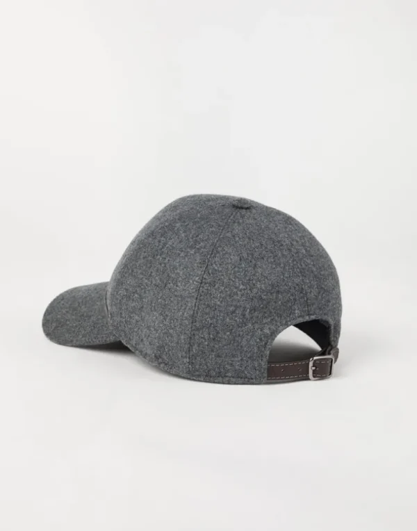 Virgin wool and cashmere flannel baseball cap with shiny band