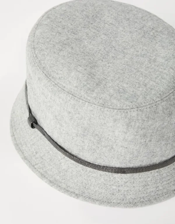 Virgin wool and cashmere flannel bucket hat with shiny band