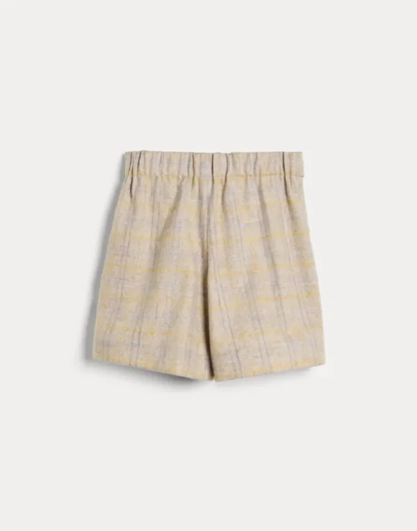 Virgin wool and mohair Prince of Wales flannel mini skirt-pants with monili