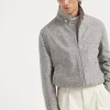 Virgin wool and silk donegal bomber jacket with Themore® padding