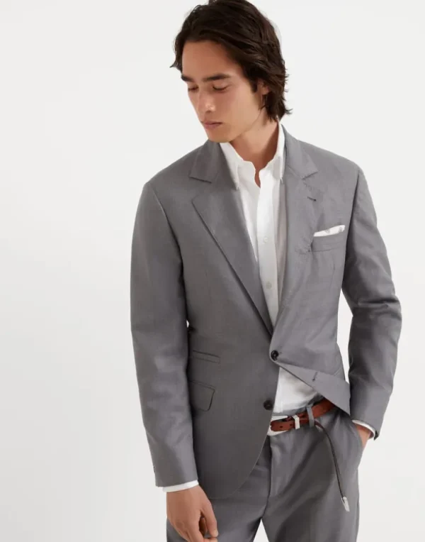 Virgin wool and silk lightweight hopsack blazer