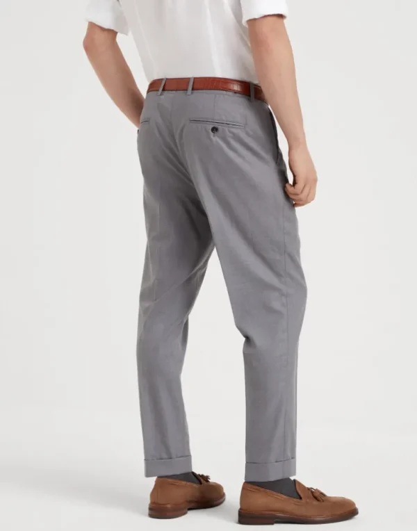 Virgin wool and silk lightweight hopsack formal fit trousers