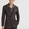 Virgin wool batavia one-and-a-half-breasted deconstructed blazer with metal buttons