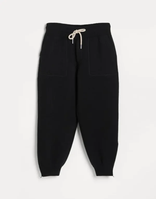 Virgin wool, cashmere and silk double knit trousers with zipper cuffs