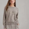 Virgin wool, cashmere and silk sweater with dazzling mosaic embroidery