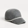 Virgin wool, cashmere and silk rib knit baseball cap with monili