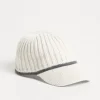 Virgin wool, cashmere and silk rib knit baseball cap with monili