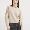 Virgin wool, cashmere and silk English rib turtleneck sweater