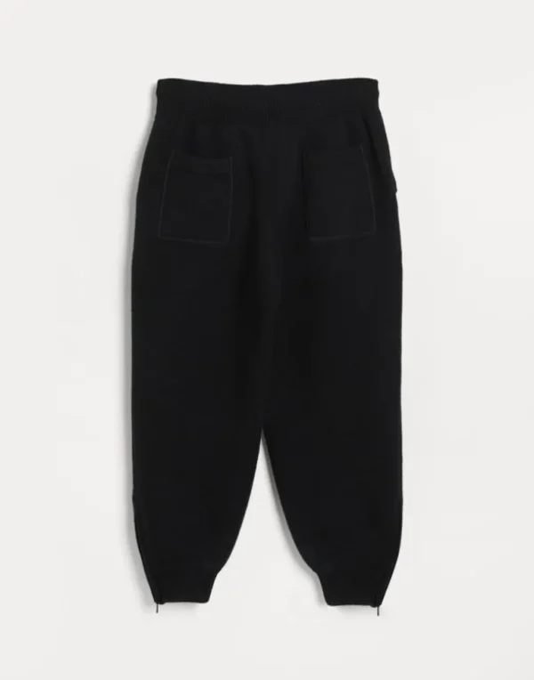 Virgin wool, cashmere and silk double knit trousers with zipper cuffs