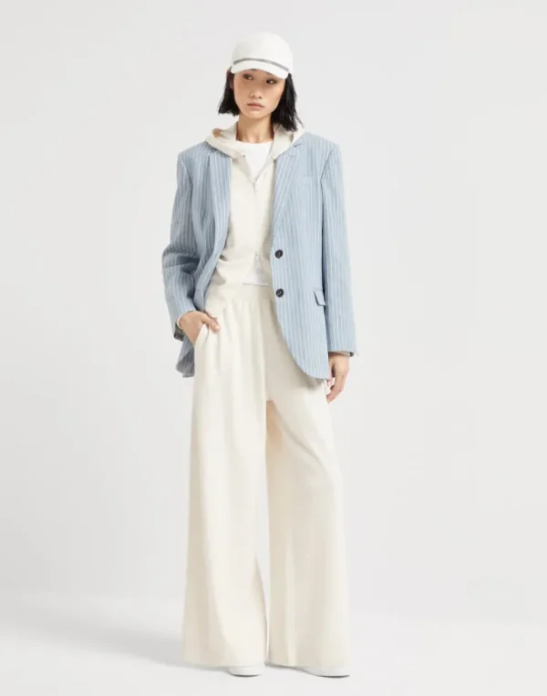 Virgin wool, cashmere and silk knit trousers