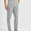 Virgin wool chalk stripe fresco leisure fit trousers with pleat