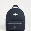 Virgin wool flannel and nylon backpack with patch