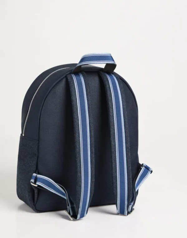 Virgin wool flannel and nylon backpack with patch