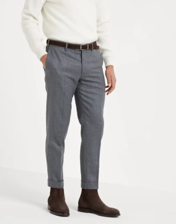 Virgin wool flannel Italian fit trousers