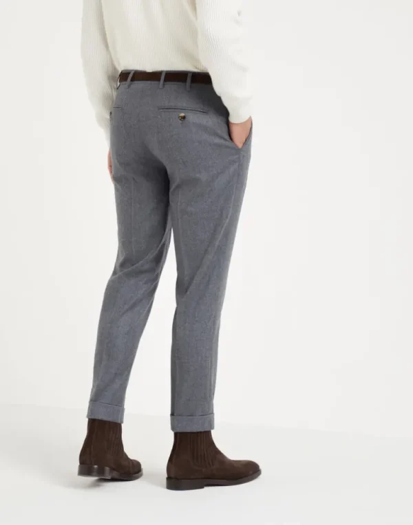 Virgin wool flannel Italian fit trousers