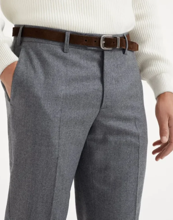 Virgin wool flannel Italian fit trousers