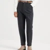 Virgin wool flannel leisure fit trousers