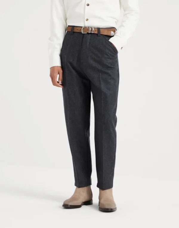 Virgin wool flannel leisure fit trousers