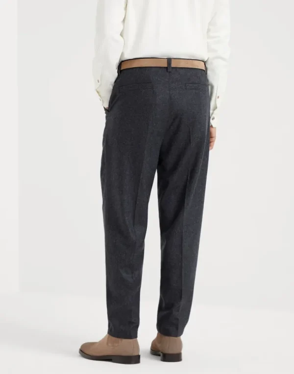 Virgin wool flannel leisure fit trousers