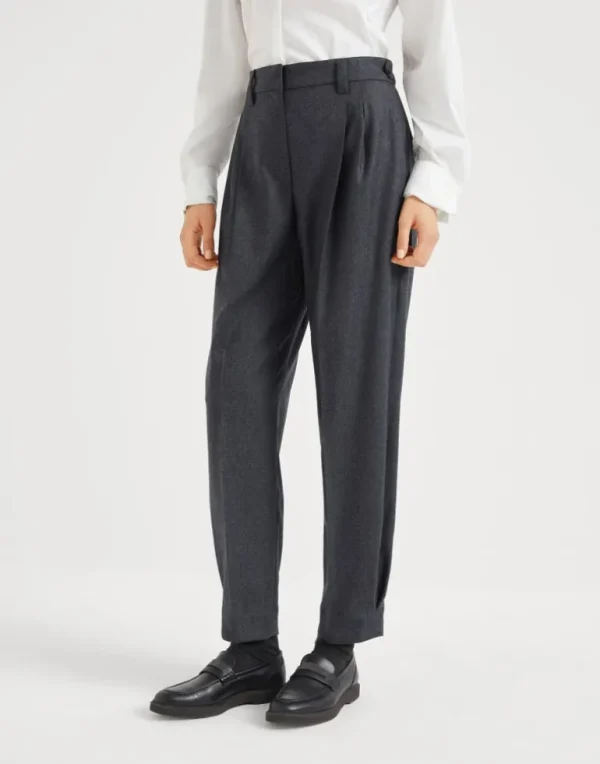 Virgin wool flannel sartorial baggy trousers