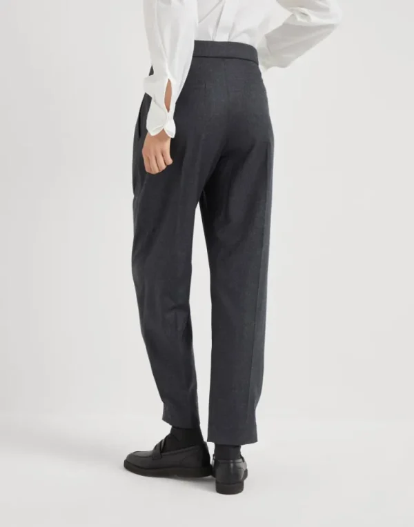 Virgin wool flannel sartorial baggy trousers