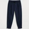 Virgin wool flannel trousers with drawstring and pleat