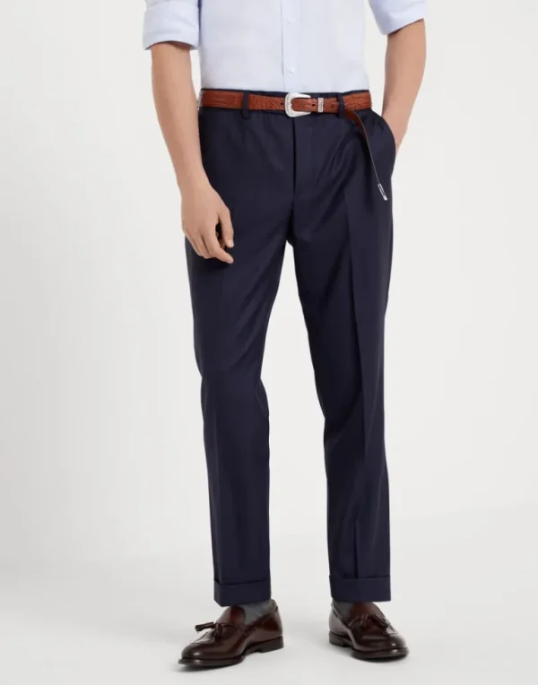 Virgin wool houndstooth formal fit trousers