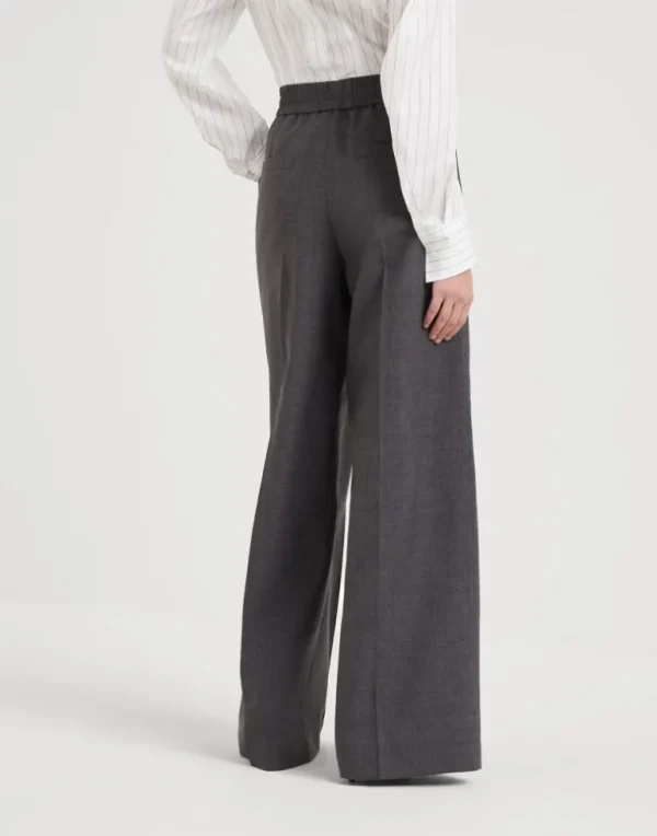 Virgin wool organza loose track trousers