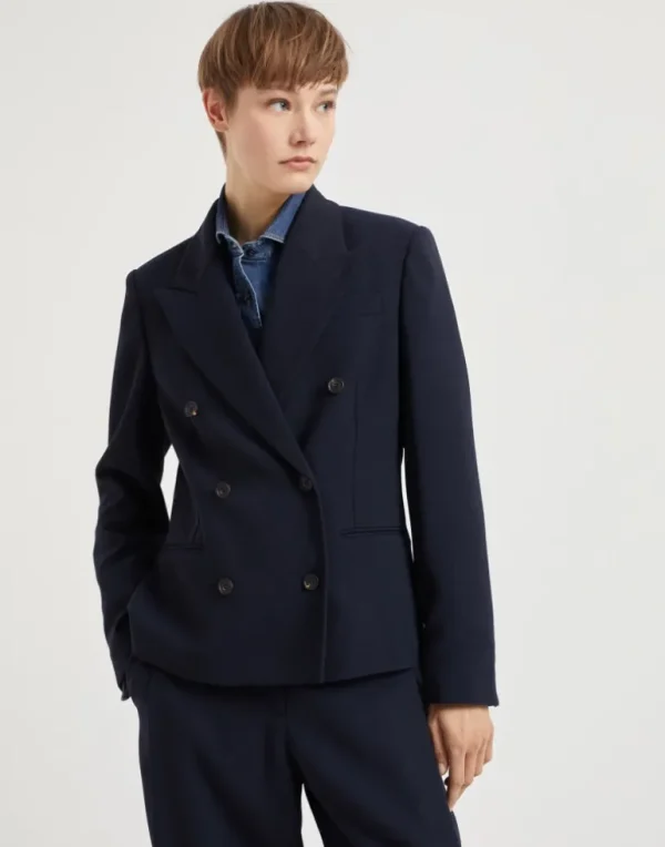 Virgin wool panama blazer with monili