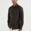 Virgin wool poplin easy fit Western shirt